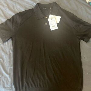 NWT Theory Black Linen Polo